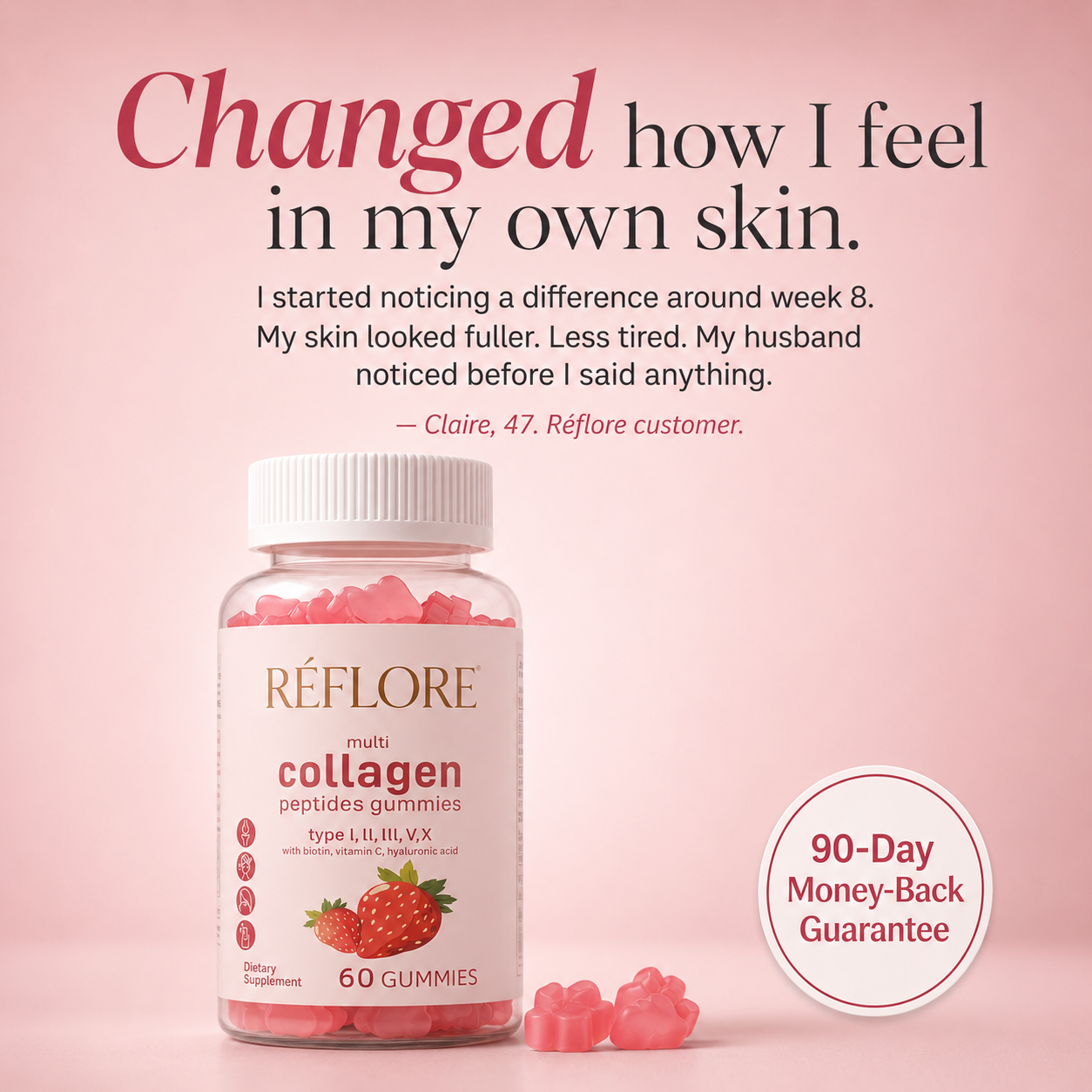 Réflore™ Multi-Collagen Gummies for Perimenopause Skin